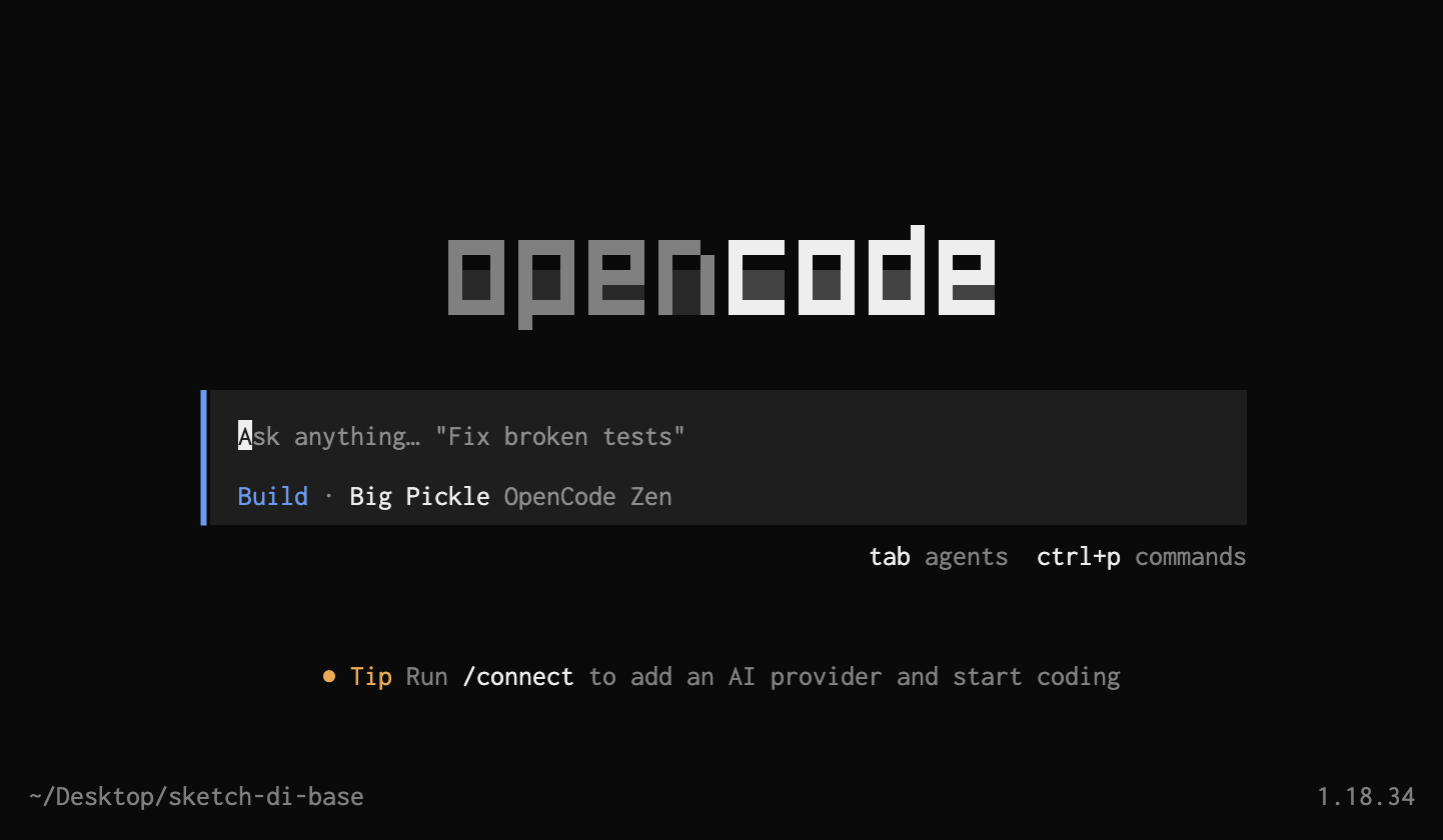 L’interfaccia di OpenCode nel terminale