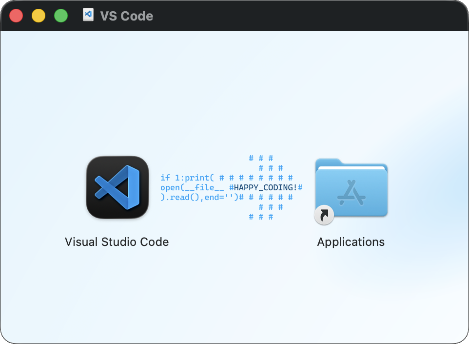 La finestra del file .dmg di Visual Studio Code